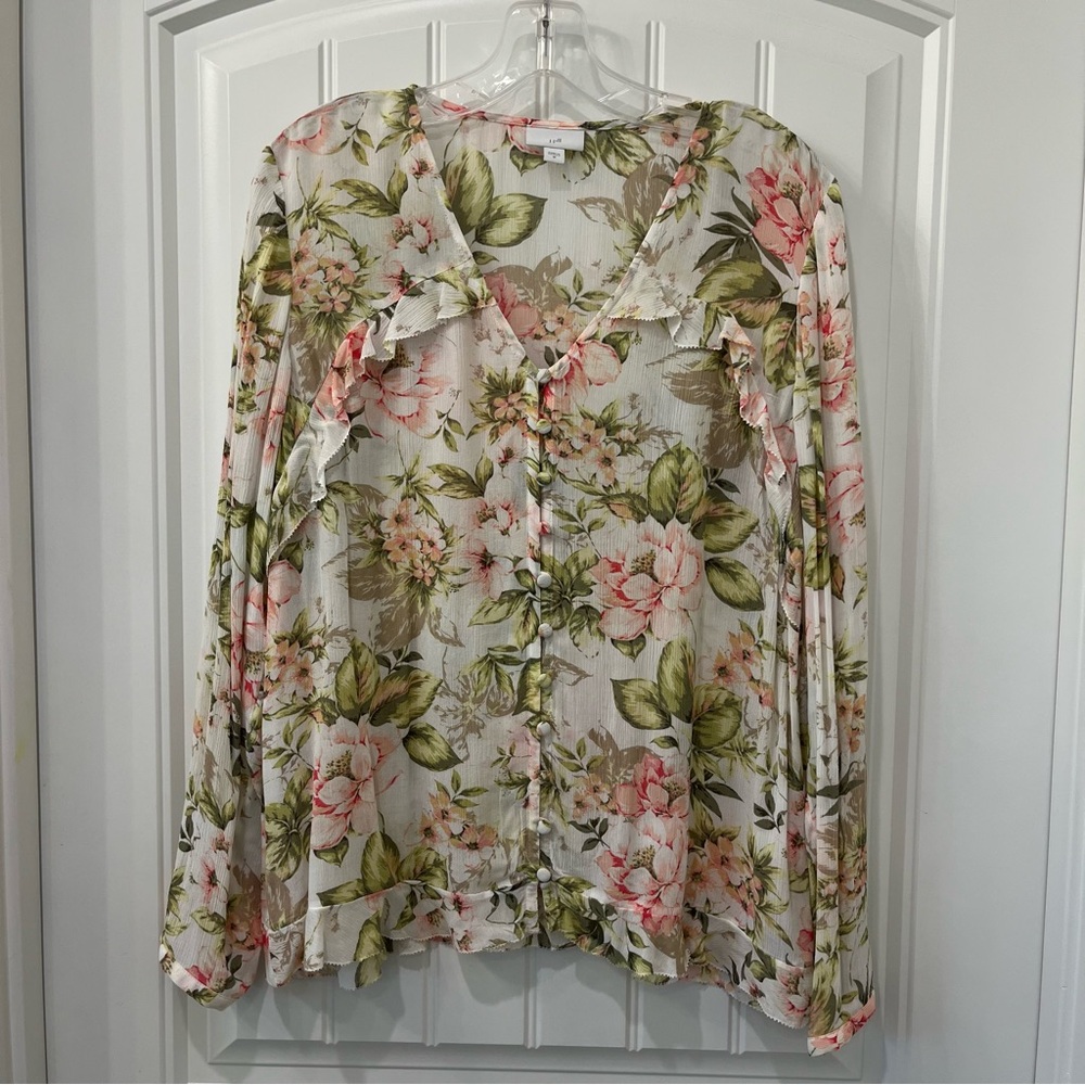 J. Jill Women’s Floral Blouse Long Sleeve Size M